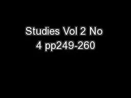 Studies Vol 2 No 4 pp249-260