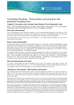 Food Safety Standards -Thermometers and using them with potentially ha