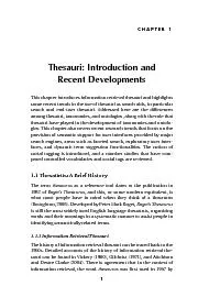 This chapter introduces information retrieval thesauri and highlightss