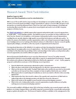 Research Award: Think Tank Initiative Deadline: August 6, 2014Please n