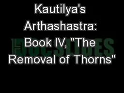 Kautilya's Arthashastra: Book IV, 