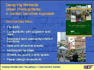 Designing Walkable Urban Thoroughfares:A Context Sensitive ApproachCom