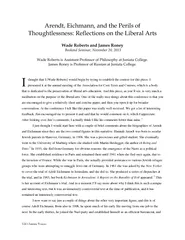 rendt, Eichmannand the Perils of Thoughtlessness:Reflections on the Li