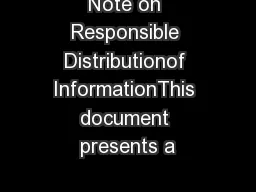 Note on Responsible Distributionof InformationThis document presents a