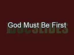 God Must Be First