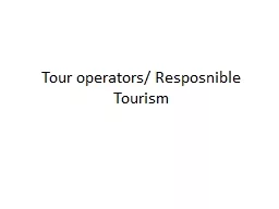 Tour operators/ Resposnible Tourism