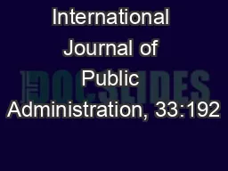 International Journal of Public Administration, 33:192