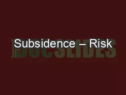 Subsidence – Risk