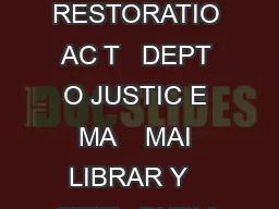 DEPOSITOR  JUSTIC DEPT LIBRAR Y PUBLI LA NOV    RELIGIOU FREEDO RESTORATIO AC T   DEPT