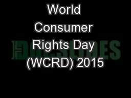 World Consumer Rights Day (WCRD) 2015