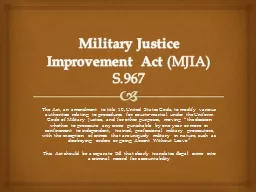 Military Justice Improvement Act