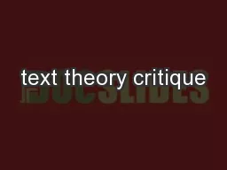 text theory critique