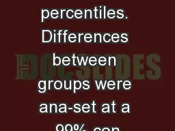 99th percentiles. Differences between groups were ana-set at a 99% con