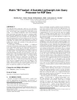 Matrix Bitloaded A Scalable Lightweight Join Query Processor for RDF Data Medha Atre 