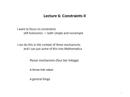 Lecture 6: Constraints II