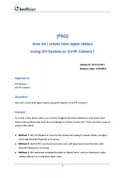 [FAQ] How do I create time lapse videos  using GV-System or GV-IP Came