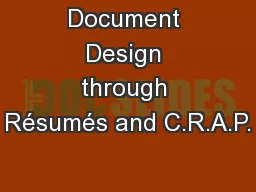 Document Design through Résumés and C.R.A.P.
