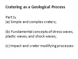 Cratering as a Geological Process