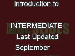 An Introduction to  INTERMEDIATE  Last Updated September     What are CQMs