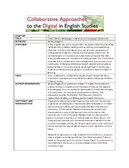 Collaborative Approaches to the Digital in English Studies
