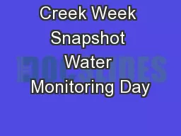 Creek Week Snapshot Water Monitoring Day