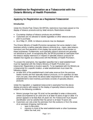 Applying for Registration as a Registered Tobacconist Smoke-Free Ontar