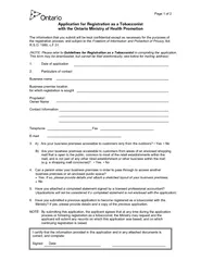 Application for Registration as a Tobacconist with the Ontario Ministr