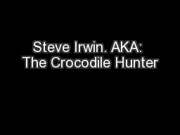Steve Irwin. AKA: The Crocodile Hunter