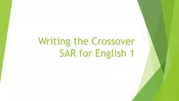 Writing the Crossover SAR for English 1