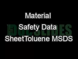 Material Safety Data SheetToluene MSDS