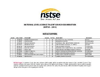 NATIONAL LEVEL SCIENCE TALENT SEARCH EXAMINATION (NSTSE 