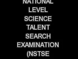 NATIONAL LEVEL SCIENCE TALENT SEARCH EXAMINATION (NSTSE 