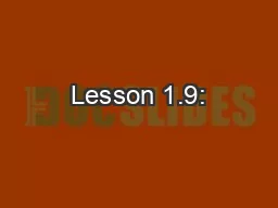 Lesson 1.9: