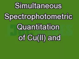 Simultaneous Spectrophotometric Quantitation of Cu(II) and
