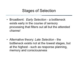 Stages of Selection