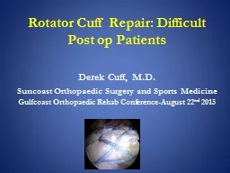 Rotator Cuff Repair: Difficult Post op Patients