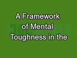 A Framework of Mental Toughness in the