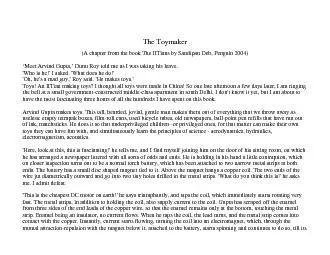 The Toymaker  (A chapter from the book The IITians by Sandipan Deb, Pe