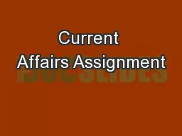 Current Affairs Assignment