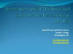 Assessing Critical Thinking and Quantitative Reasoning in
