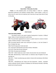 TRACTORS- TYPES AND UTILITIES Tractor is a self propelled power unit h