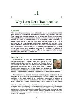 Why I Am Not a Traditionalist