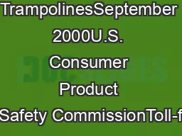 TrampolinesSeptember 2000U.S. Consumer Product Safety CommissionToll-f