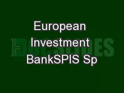 European Investment BankSPIS Sp