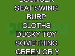 PACIFIER BOUNCER SEAT SWING BURP CLOTHS DUCKY TOY SOMETHING GREEN OR Y