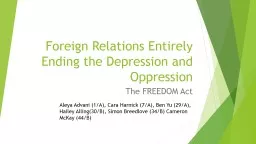 Foreign Relations Entirely Ending the Depression and Oppres