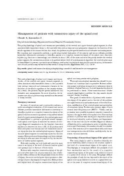 REVIEW ARTICLEManagement of patients with transection injury of the sp