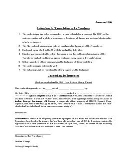 Instructions to fill undertaking by the Transfer