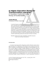 Higher Education and Transformative Learning