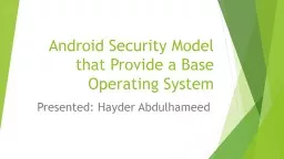 Android Security Model that Provide a Base